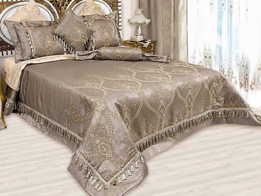 Dowry Land Harem Jacquard Double Bedspread Set Gray