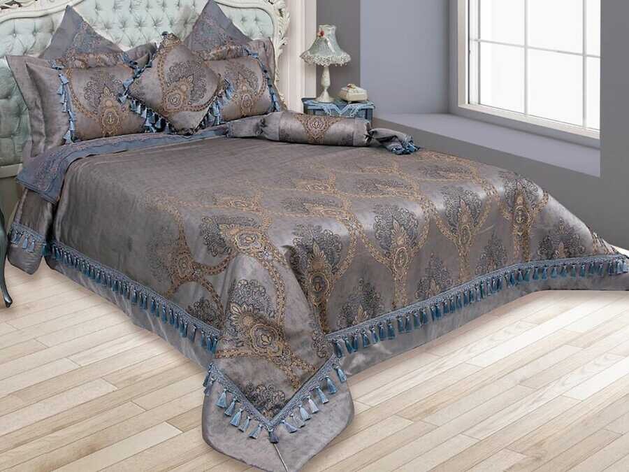 Dowry World - Dowry Land Harem Jacquard Double Bedspread Set Blue Dowry World - Dowry Land Harem Jacquard Double Bedspread Set Blue