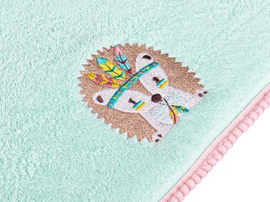 Dowry World Hedgehog Lux Baby Towel Green - Thumbnail