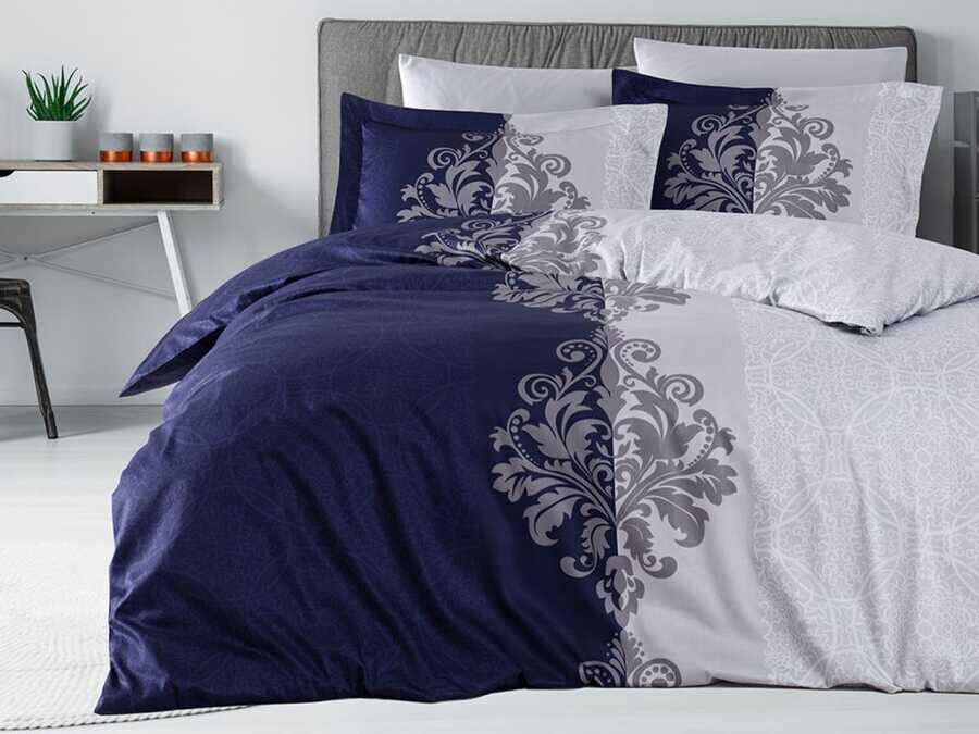 Çeyiz Diyarı - Dowry World Hypnoz Cotton Satin Double Duvet Cover Set Navy Blue
