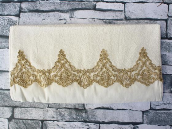 Dowry World İdil Embroidered Dowry Towel Cream