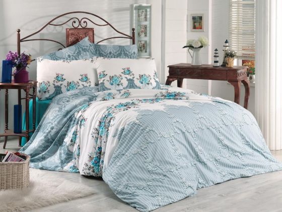 Dowry World İnna Double Duvet Cover Set Blue