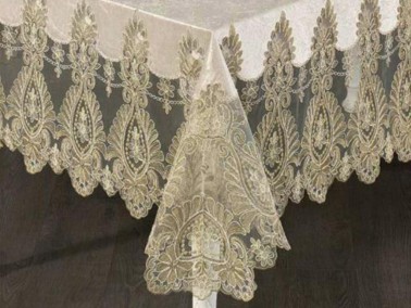 Dowry Land Isabel Single Table Cloth 160x220 Cm Beige - Thumbnail