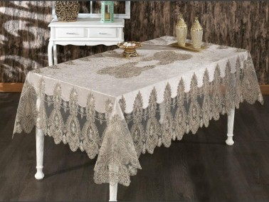 Dowry Land Isabel Single Table Cloth 160x220 Cm Cream - Thumbnail