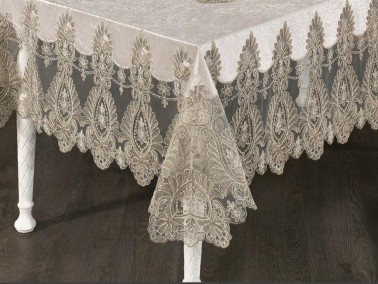 Dowry Land Isabel Single Table Cloth 160x220 Cm Cream - Thumbnail