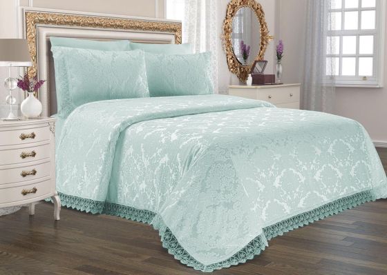 Dowry Land Jacquard Chenille Bedspread Mint