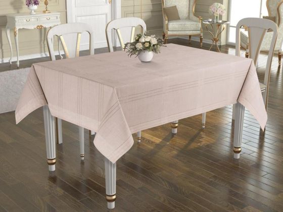 Dowry World Jasmina Rectangle Table Cloth Cappucino