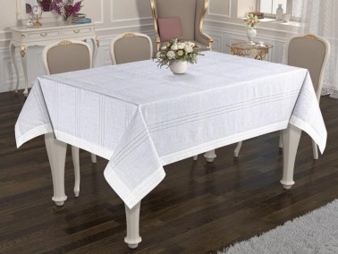 Dowry World Jasmina Rectangle Tablecloth - Cream - Thumbnail