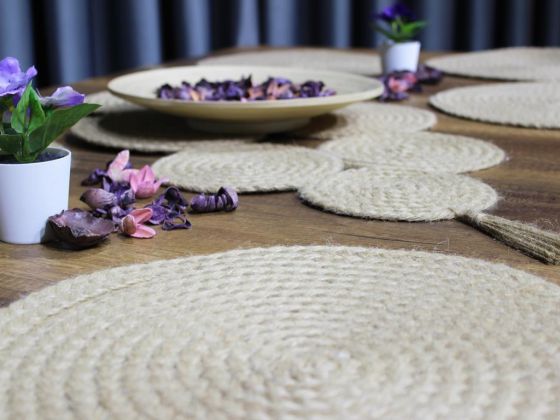 Dowry Land Jute 7 Piece Dinnerware Cappucino