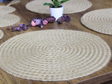 Dowry Land Jute 7 Piece Dinnerware Cappucino - Thumbnail