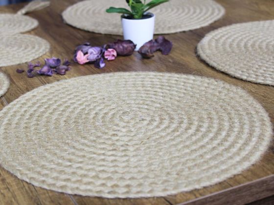 Dowry Land Jute 7 Piece Dinnerware Cappucino