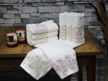 Dowry World Velvet Milas Hand Face Towel Set 6 PCS - Thumbnail