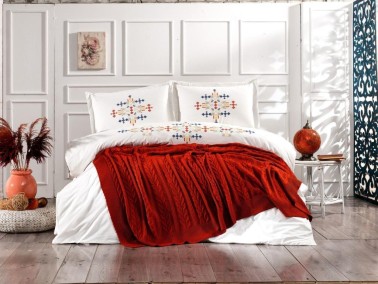 Çeyiz Diyarı - Dowry Land Cross Stitch Double Knitwear Blanket Set Tile Çeyiz Diyarı - Dowry Land Cross Stitch Double Knitwear Blanket Set Tile