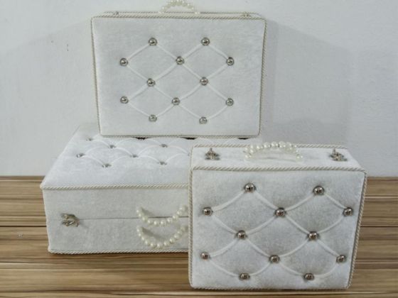 Dowry World Quilted 3-Piece Dowry Bag White