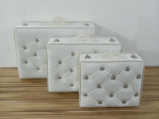 Dowry World Quilted 3-Piece Dowry Bag White