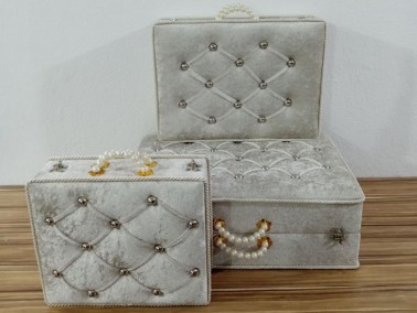 Dowry World Quilted 3-Piece Dowry Bag Cappucino - Thumbnail