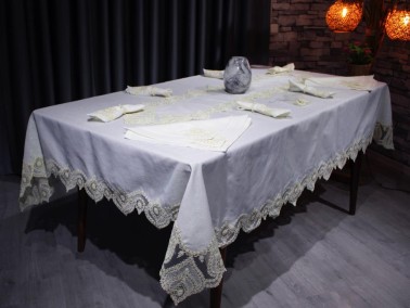 Dowry World Kar 26 Piece Table Cloth Set - Cream - Thumbnail