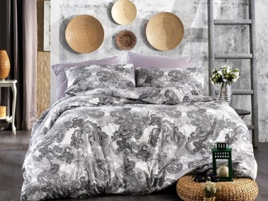 Dowry World - Dowry Land Kayra Gold Double Duvet Cover Set Gray