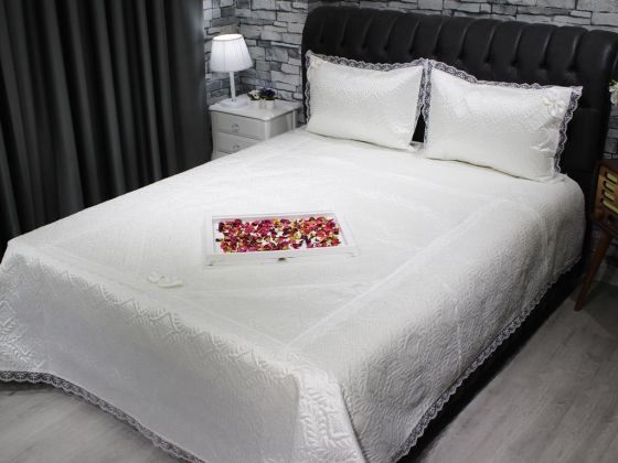 Dowry World Kırlangic Double Quilted Bedspread Set Cream