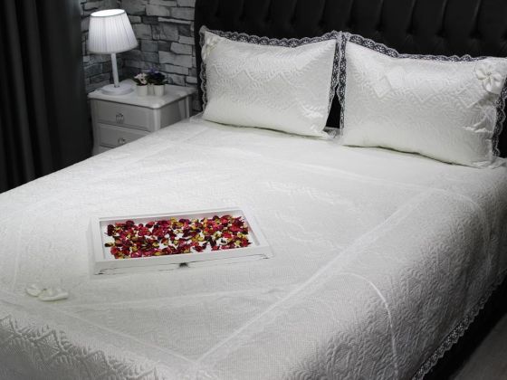 Dowry World Kırlangic Double Quilted Bedspread Set Cream