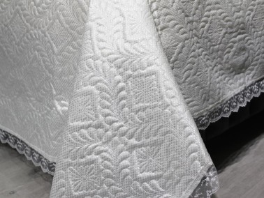 Dowry World Kırlangic Double Quilted Bedspread Set Cream - Thumbnail