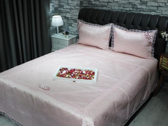 Dowry World Kırlangic Double Quilted Bedspread Set Powder