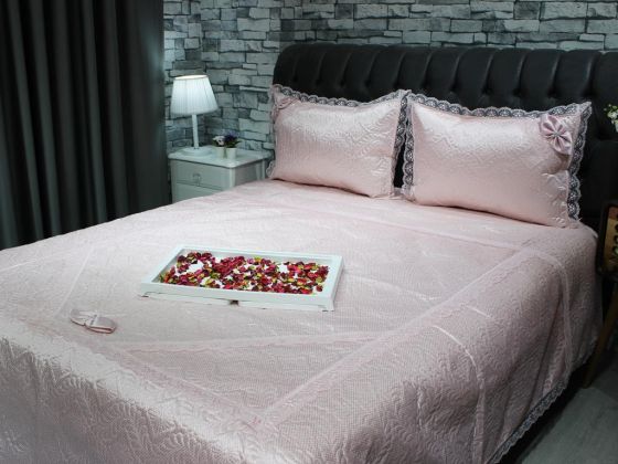 Dowry World Kırlangic Double Quilted Bedspread Set Powder