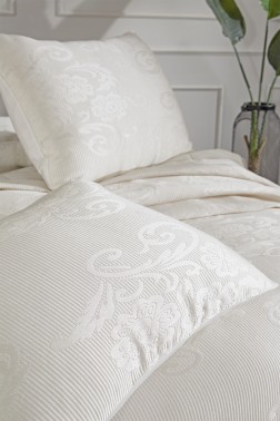 Dowry World Lale Double Bedspread - Cream - Thumbnail
