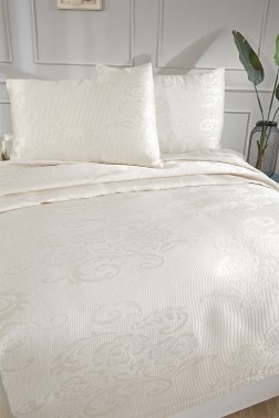 Dowry World Lale Double Bedspread - Cream - Thumbnail