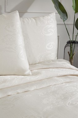 Dowry World Lale Double Bedspread - Cream - Thumbnail