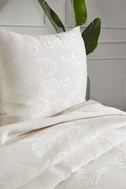 Dowry World Lale Double Bedspread - Cream - Thumbnail