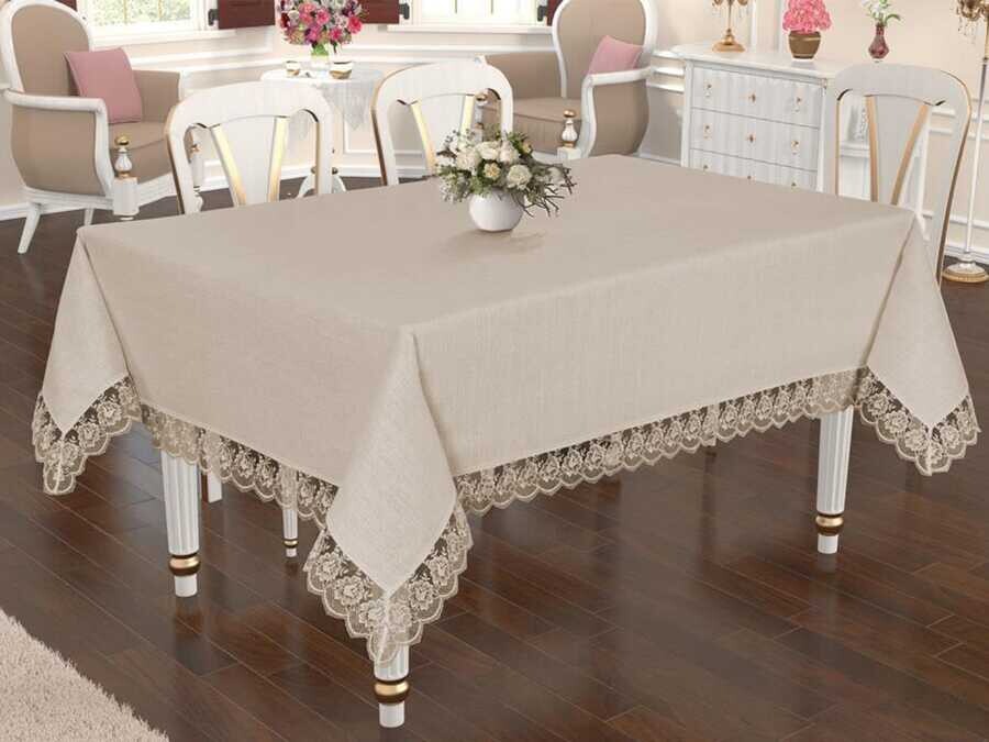 Dowry World - Dowry World Lalezar Table Cloth Cappucino Dowry World - Dowry World Lalezar Table Cloth Cappucino