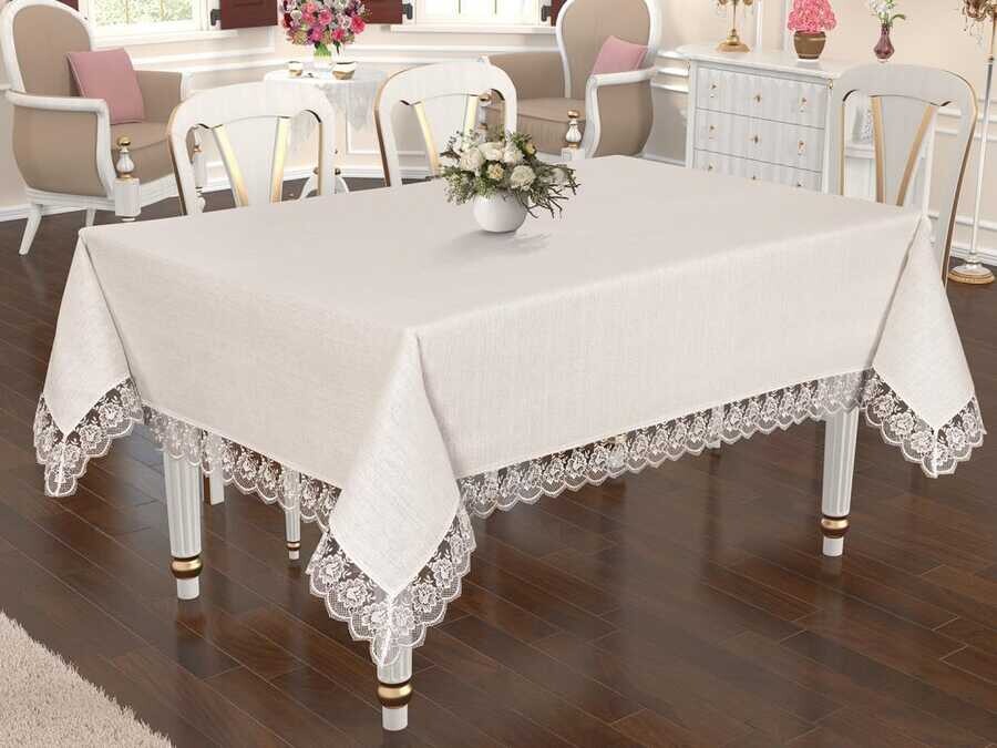 Dowry World - Dowry World Lalezar Table Cloth Ceam