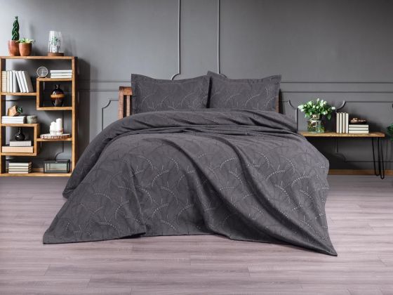 Dowry Land Lenora 3-Piece Bedspread Set Anthracite