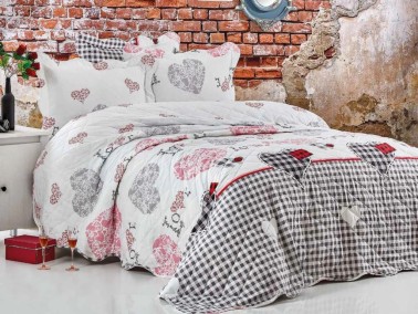 Dowry Land Love Ranforce Double Bedspread - Thumbnail