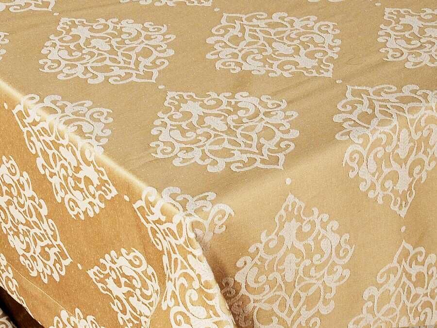 Dowry World Luxury Diamon Gold Tablecloth Cappucino
