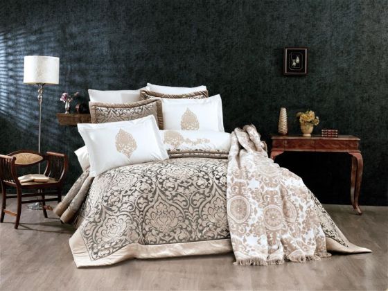 Dowry Land Marbella 3-Piece Bedspread Set Gold