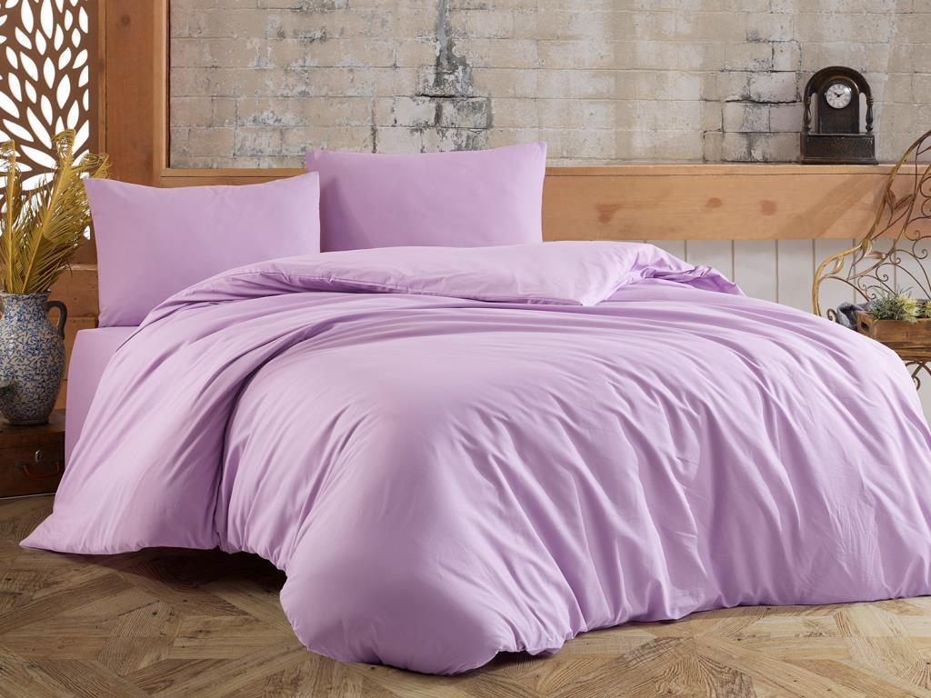 Dowry World Almond Double Duvet Cover Set Lilac