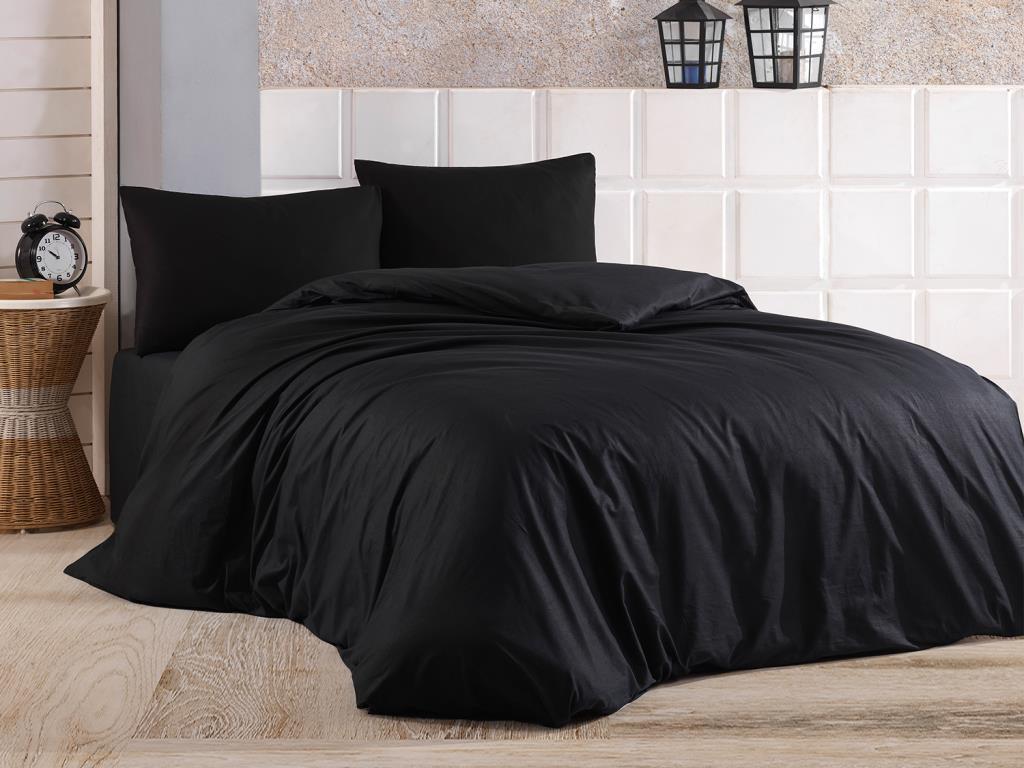 Dowry World - Dowry World Almond Double Duvet Cover Set Black