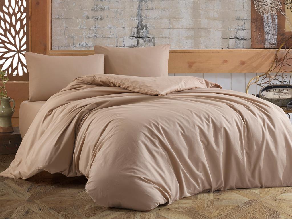 Dowry World Almond Double Duvet Cover Set Cappucino