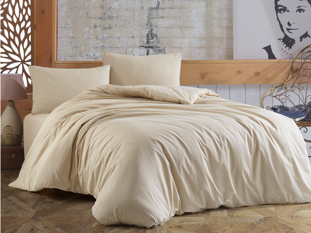 Dowry World Almond Single Duvet Cover Set Beige