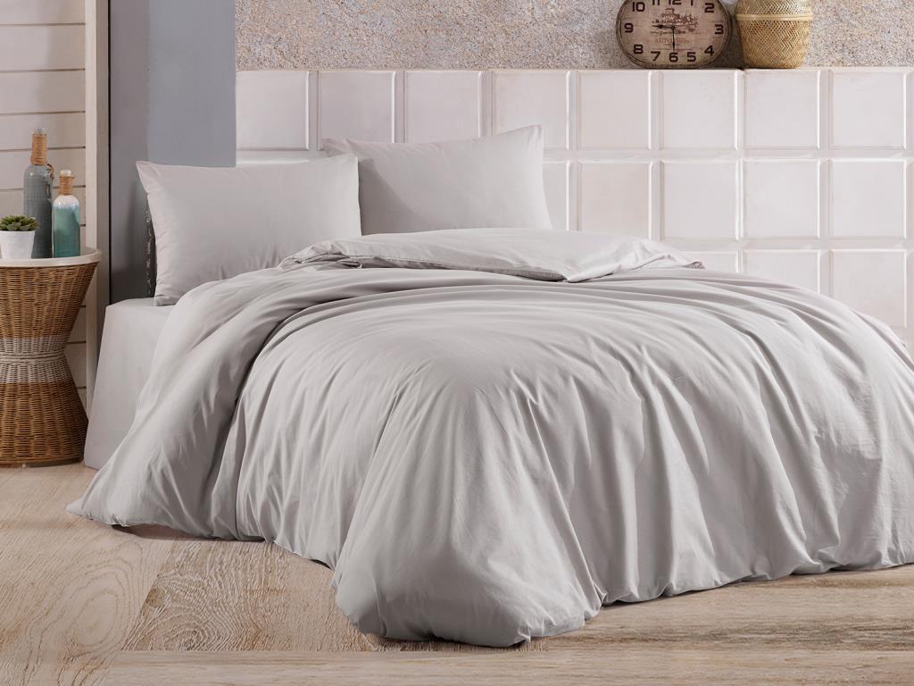 Dowry World Almond Single Duvet Cover Set Gray