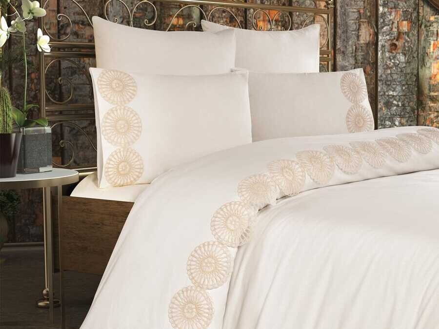 Dowry Land Mill Duvet Cover Set Cream Gold - Thumbnail