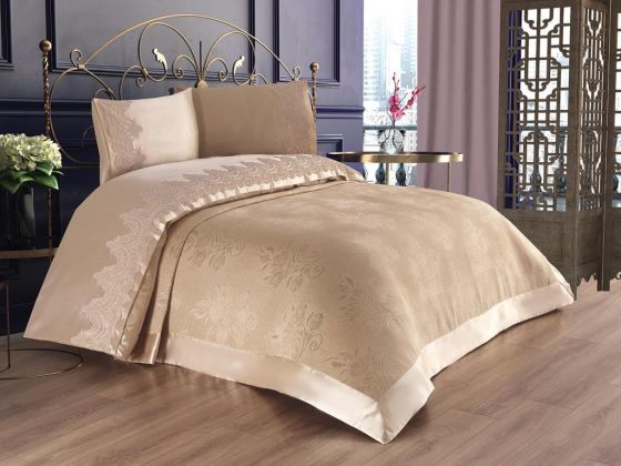 Dowry World Mimosa Double Bedspread - Beige