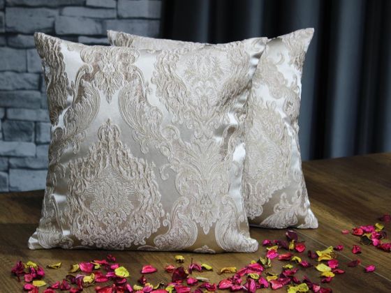 Dowry World Mina Chenille 2-pack Cushion Cover Cappuccino