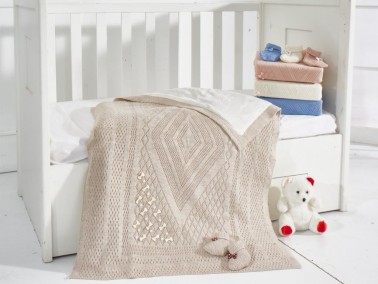 Dowry World Ness Knitwear Baby Blanket Cream - Thumbnail