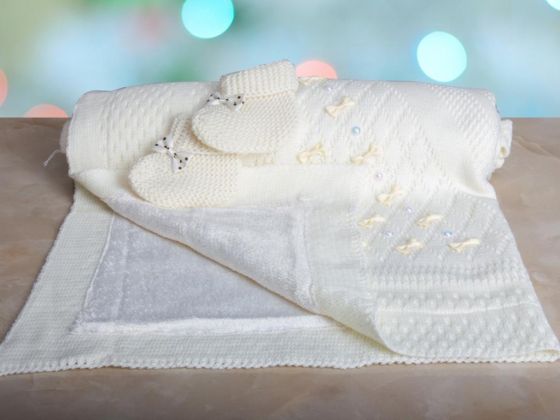 Dowry World Ness Knitwear Baby Blanket Cream