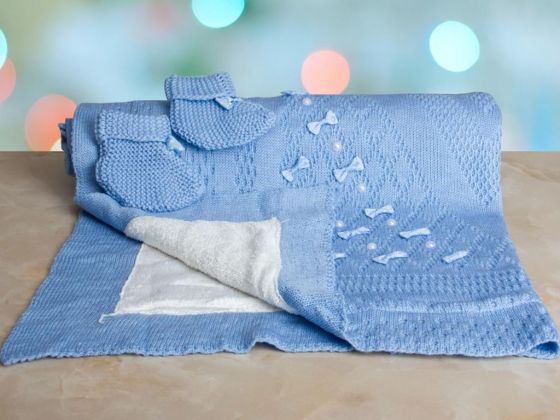 Dowry World Ness Knitwear Baby Blanket Blue