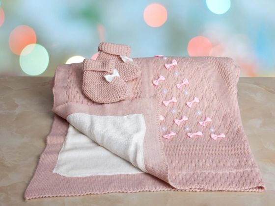 Dowry World Ness Knitwear Baby Blanket Powder