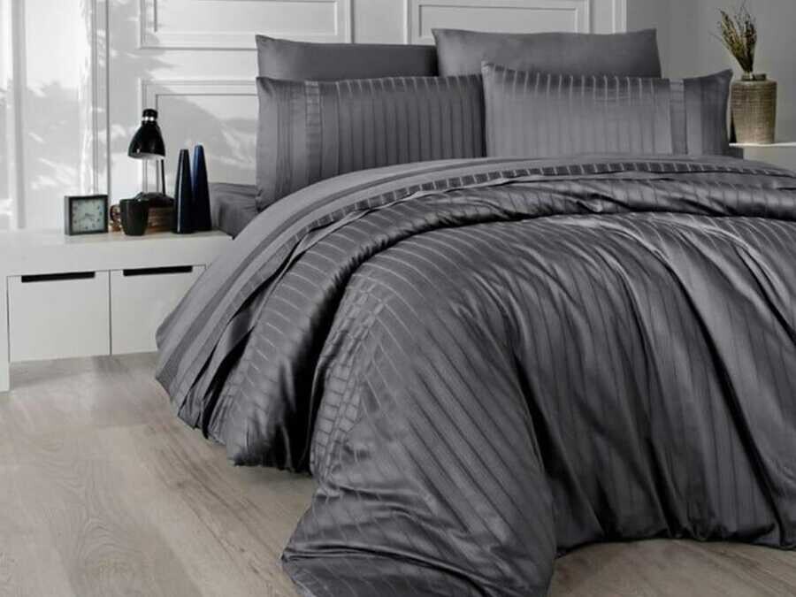 Dowry World - Dowry World New Trend Cotton Satin Double Duvet Cover Set Smoked